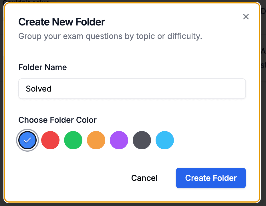Creating a new bookmark folder with a custom color