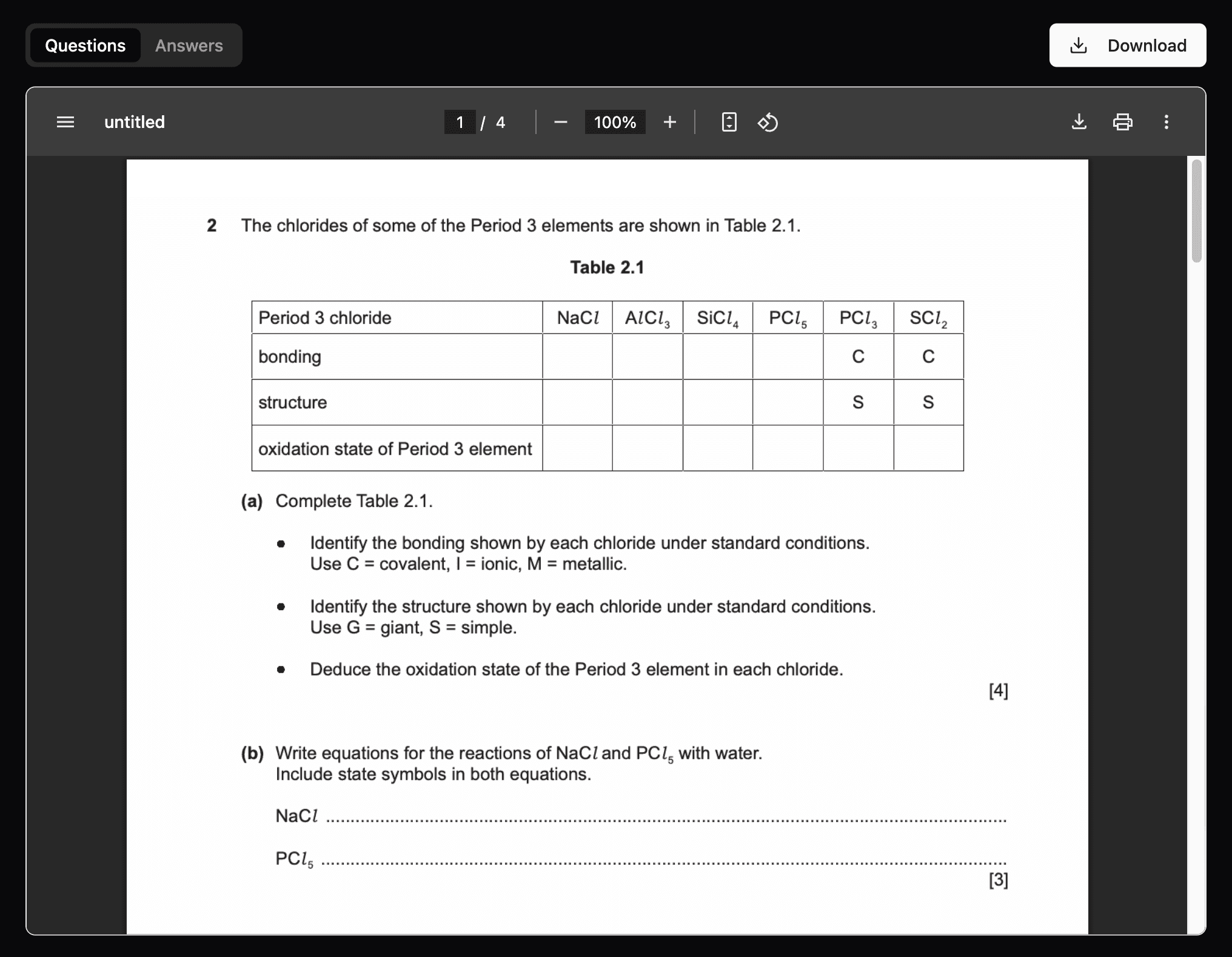 Generated Exam Paper and Marking Scheme ready to download